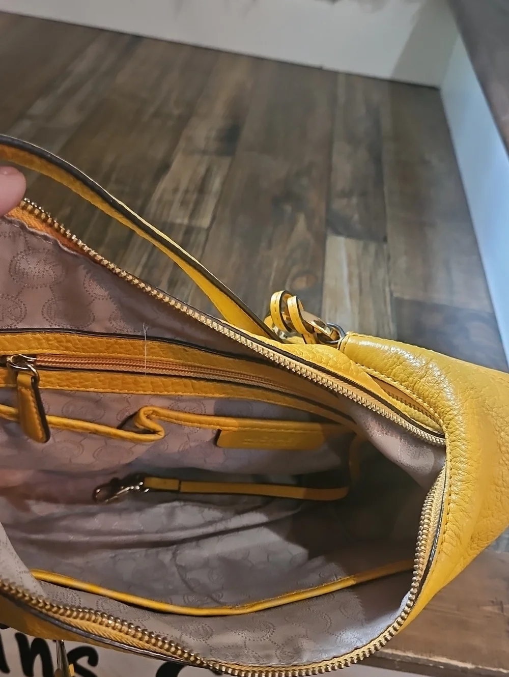 Michael Kors Mustard Yellow Leather Hobo with MK Gold Charm
